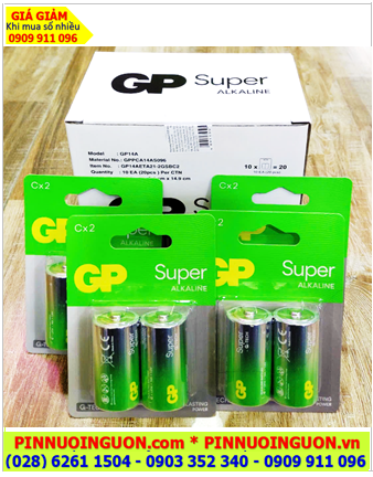 COMBO 01Hộp (10vỉ=20viên) Pin C 1.5v Super Alkaline GP14AETA21-2GSBC2, Giá chỉ 590.000/Hộp